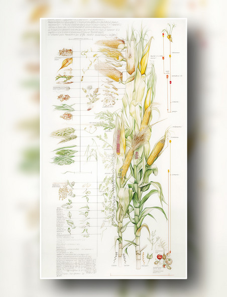 玉米植物学报告图数字插画AI作品