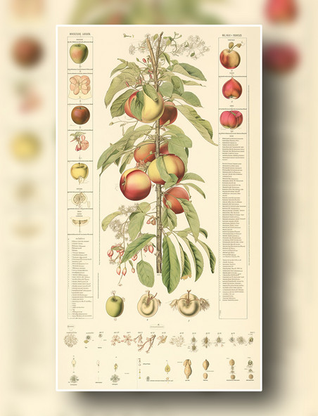 苹果植物学报告风详解插图数字作品插画
