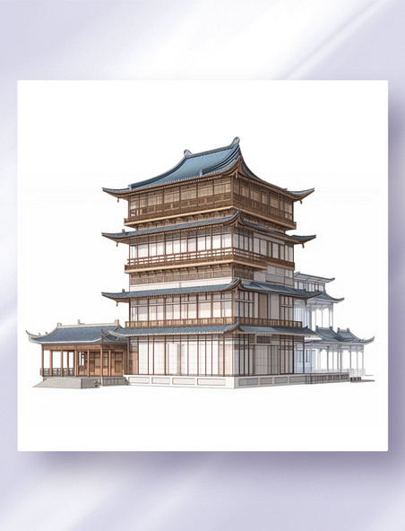 中国风建筑三维立体可视图纸效果图数字作品