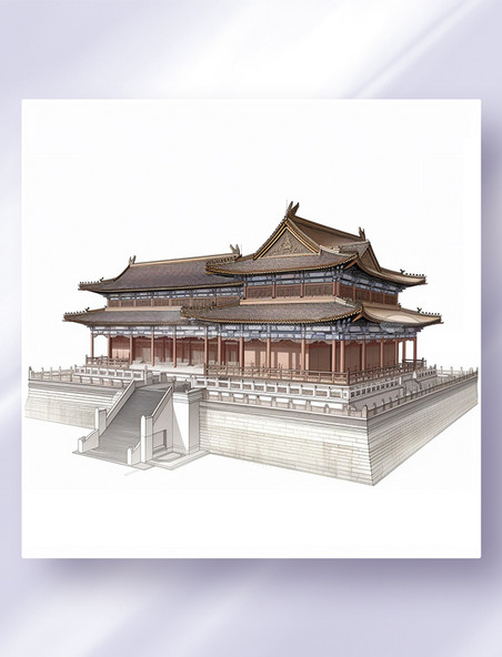 中国风古建筑三维立体可视化图纸效果图数字作品