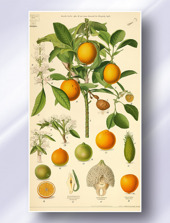 橘子桔子植物学解析报告风格插图插画