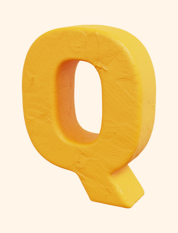 3D立体粘土风黄色大写字母Q