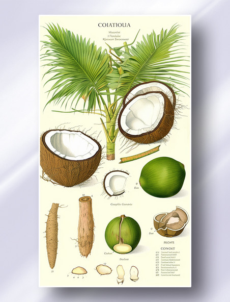 椰子植物学解析报告风格插图插画