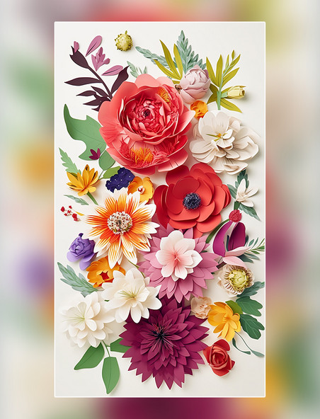 纸质插图花卉层次丰富的花