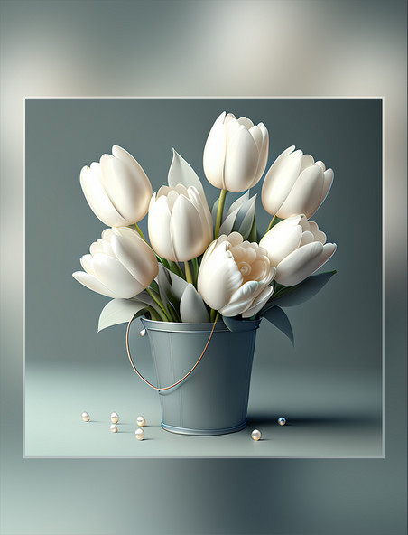 郁金香花朵立体质感纯洁白色花朵