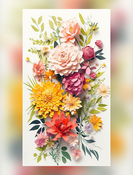 菊花纸质插图花卉层次丰富的花