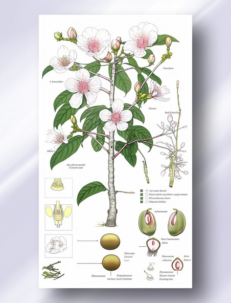 梅花植物学解析报告风格插图插画