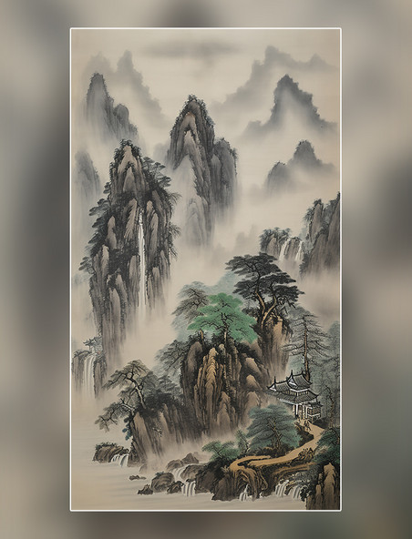 工笔画大好河山中国水墨画国画山水