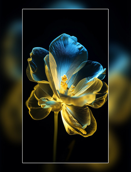 超清晰透明玻璃材料黄色花朵