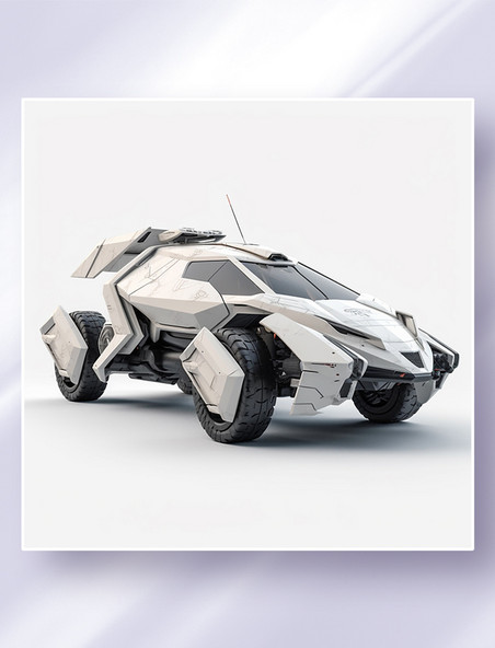 3D立体未来概念机甲汽车效果图插画交通工具