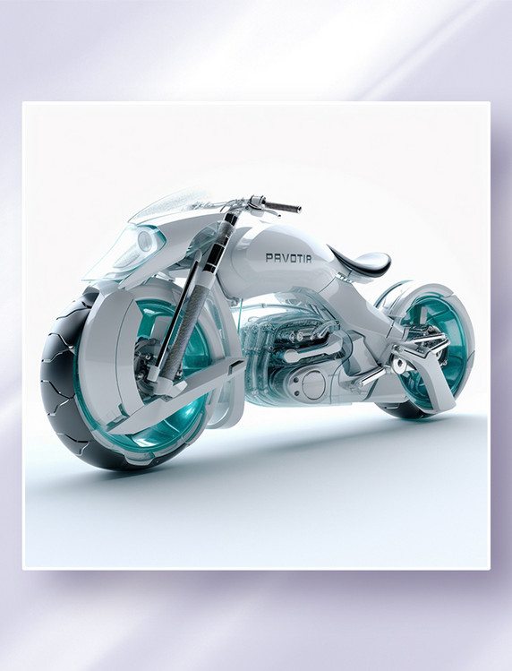 3D立体未来概念科幻摩托车白色蓝色车交通工具