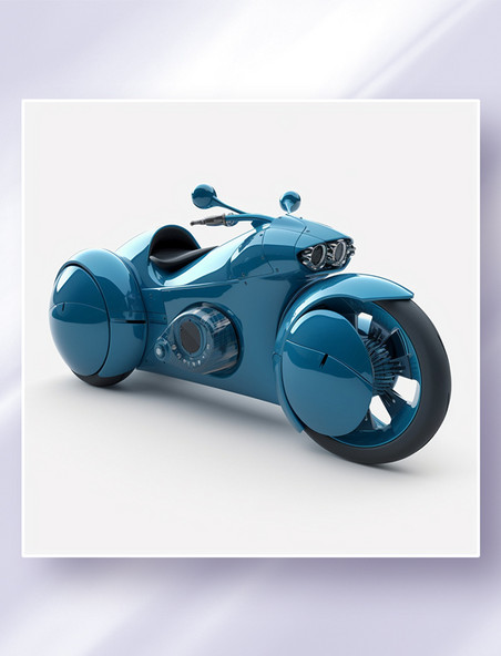3D立体未来概念科幻摩托车蓝色车交通工具