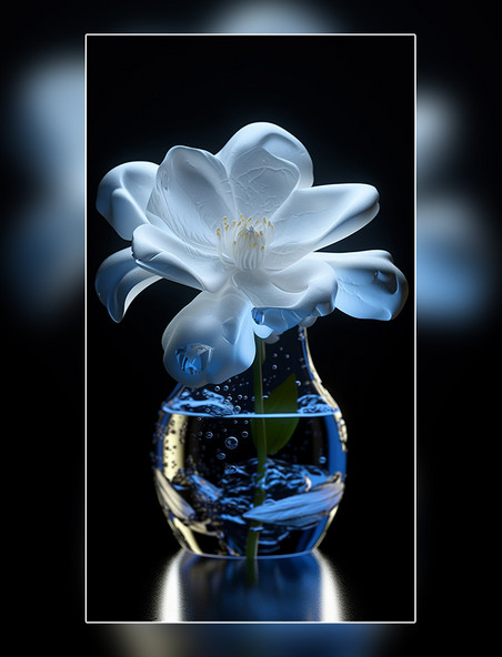超清晰透明玻璃材料白色栀子花