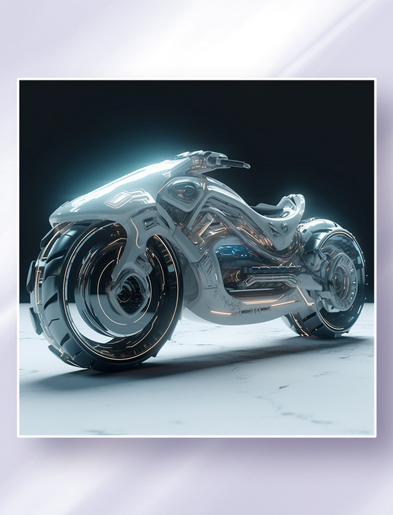 3D立体未来概念科幻摩托车科技车交通工具