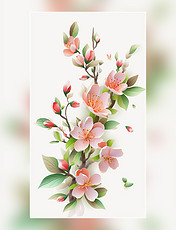 樱花纸质插图花卉剪纸风层次丰富的花