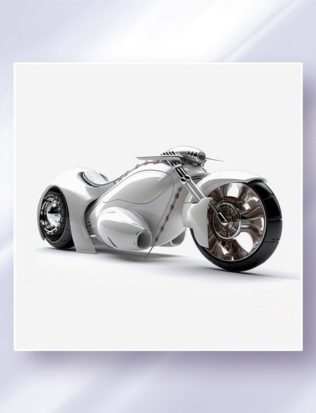 3D立体未来概念科幻摩托车白色交通工具车