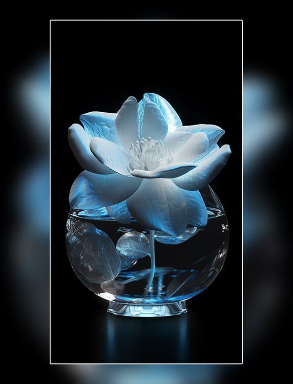 超清晰透明玻璃材料白色栀子花