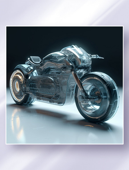 3D立体未来概念黑色发光交通工具摩托车