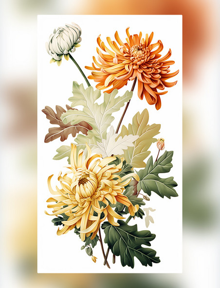 菊花纸质插图花卉剪纸风层次丰富的花