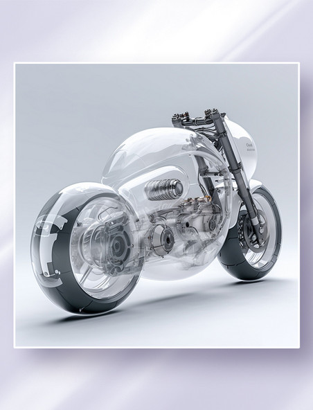3D立体未来概念科幻摩托车透明科技车交通工具