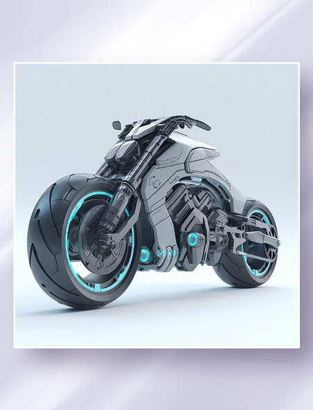 3D立体未来概念科幻摩托车效果图插画