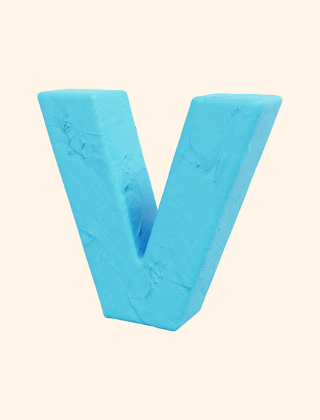 3D立体粘土风大写字母V