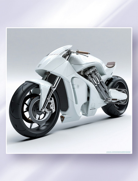 3D立体未来概念科幻摩托车白色车交通工具车