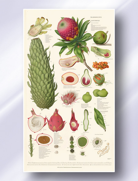 火龙果植物学解析报告风格插图插画