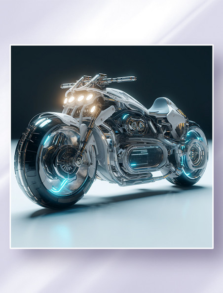 3D立体未来概念科幻摩托车黑色发光交通工具