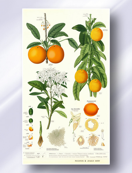 橘子水果植物学解析报告风格插图插画