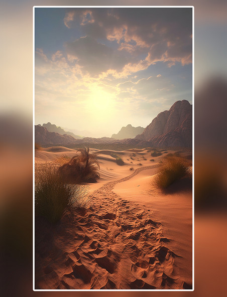 夕阳沙漠数字艺术