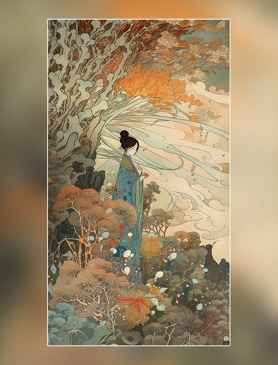 戏曲乐器浮世绘中国传统戏曲艺妓超细节水彩画