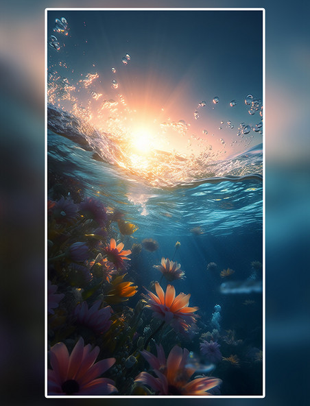 潜水鲜花风景童话世界海面世界海底水面