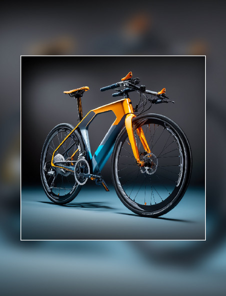 蓝色橙色自行车山地自行车体育交通工具