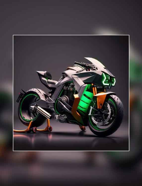 黑绿色摩托车赛车产品摄影交通工具