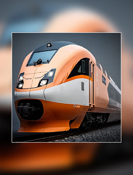 橙色动车高铁产品摄影