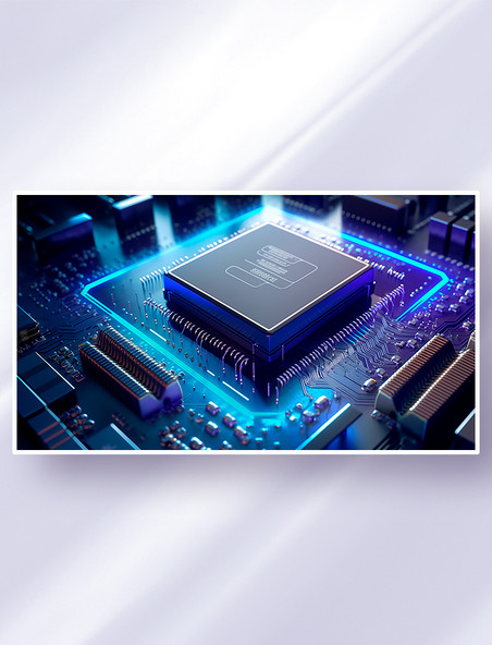 蓝色高科技纳米芯片集成电路元器件