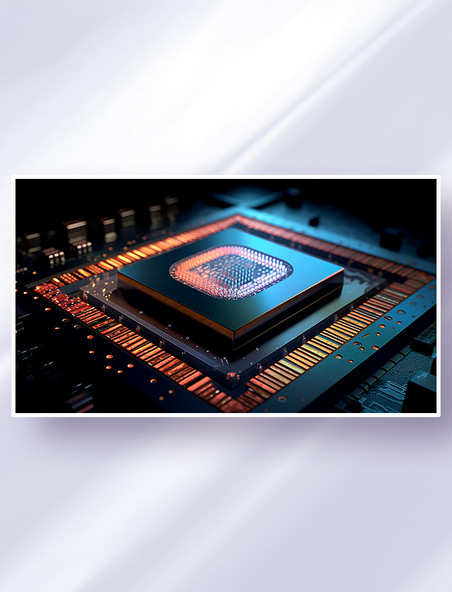 橙色高科技集成芯片纳米芯片电路板元器件