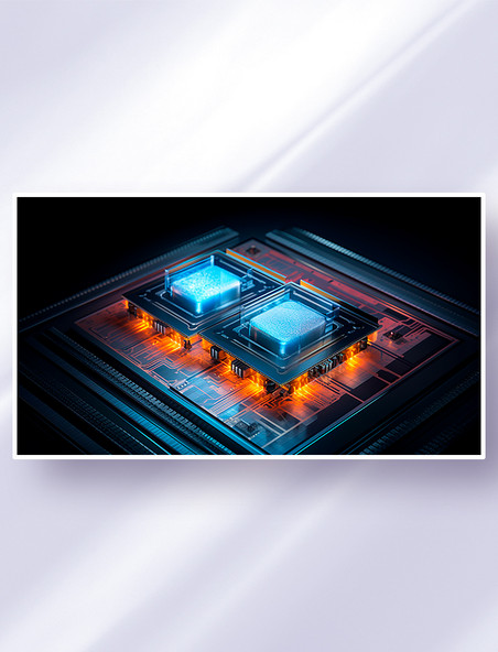 橙色高科技技术芯片电路板元器件