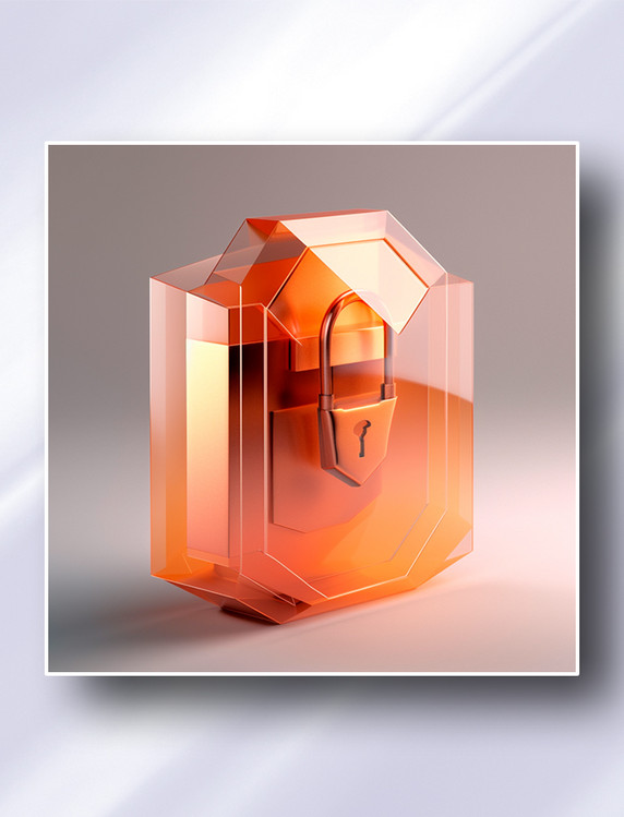 橙色透明玻璃质感安全防护系统图标icon