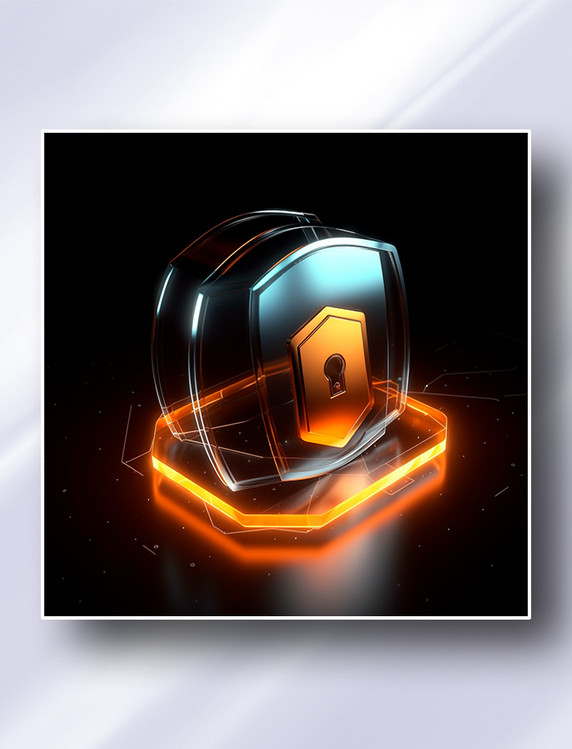 橙色网络安全系统防护图标科技感icon