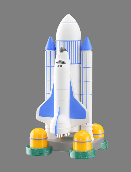 3D蓝色科技风航天火箭模型