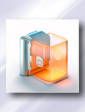 橙色金属银磨砂玻璃质感文件夹文件收纳存储图标icon