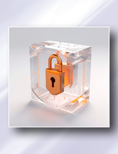 磨砂玻璃橙色质感安全防盗防护系统科技感图标icon