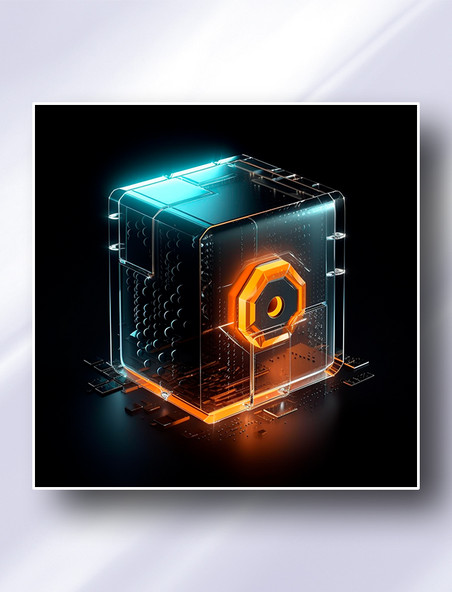 橙色网络安全服务保险柜图标icon