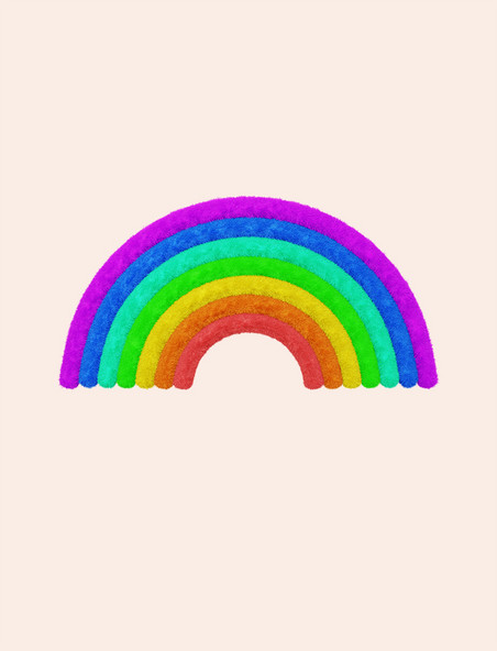 3D立体毛绒彩虹装饰元素