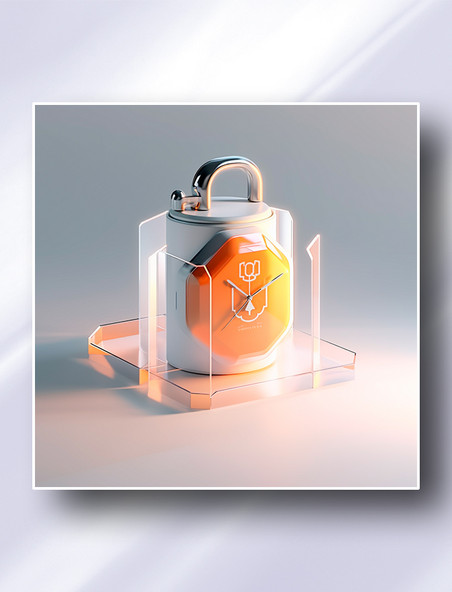 橙色白色磨砂玻璃计时系统时钟科技感图标icon