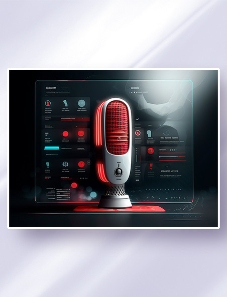 红黑色系高端科技感麦克风网站界面设计