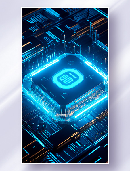 蓝色纳米芯片处理器高科技集成电路板元器件