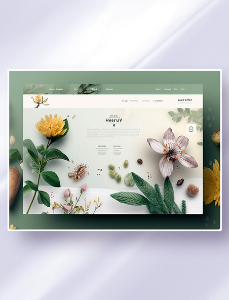 绿色清新简约风植物花卉网站网页界面设计